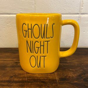 Rae Dunn GHOULS NIGHT OUT Glossy Yellow Ceramic Mug